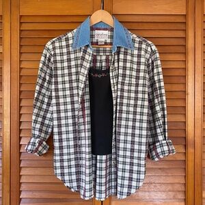 Vintage Carolina Colours Shirt Women's Size Small 90s Grunge Layered Button Up